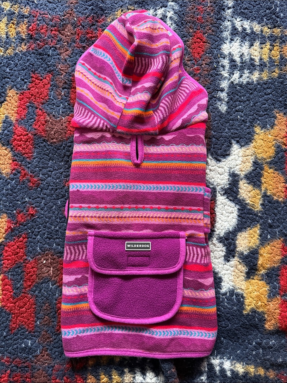 Wilderdog Pink Striped Hooded Dog Fleece Size Small